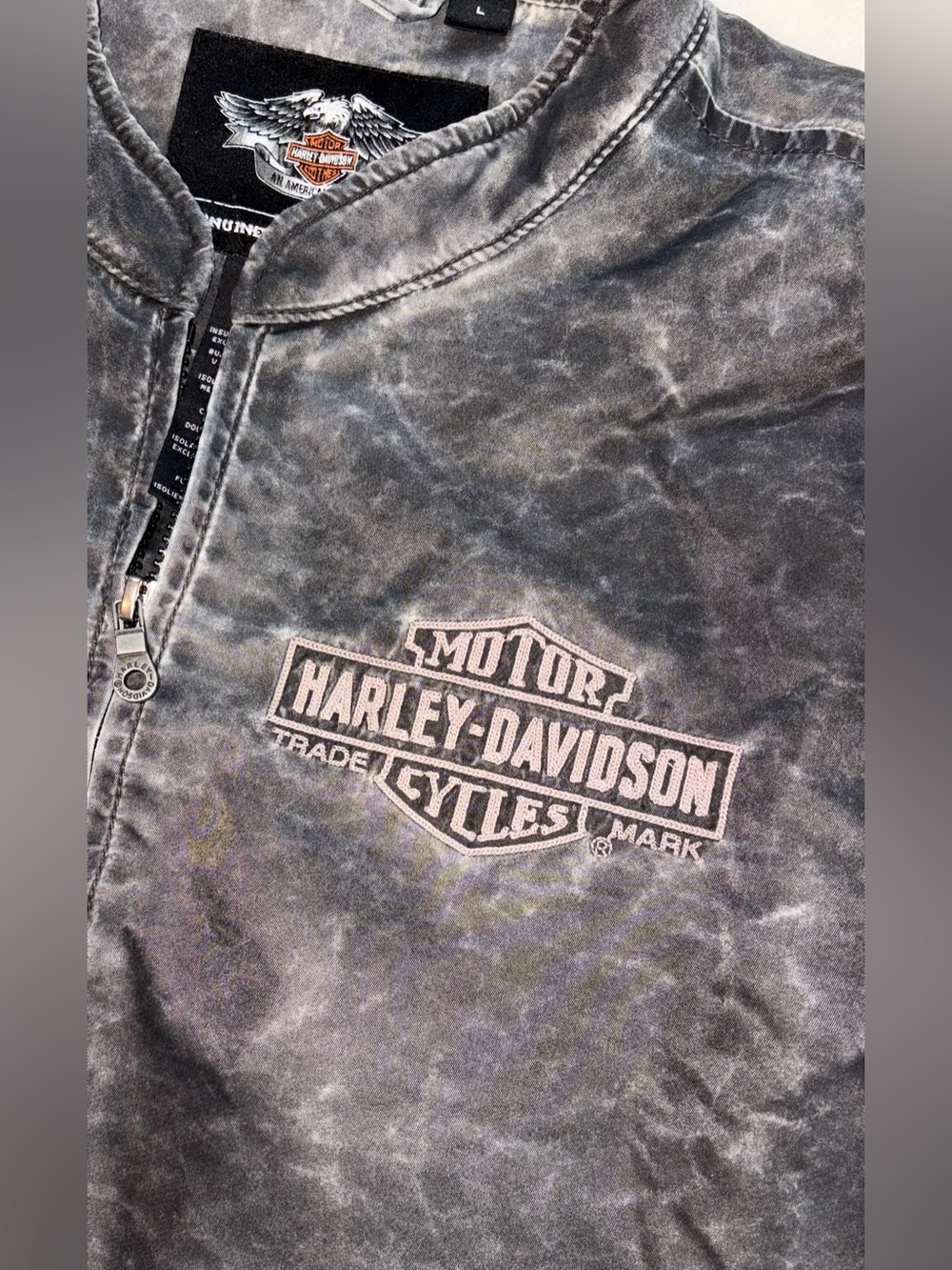 Harley-Davidson Charcoal grey Bomber Style Riding Jacket sz L - Picture 6 of 9